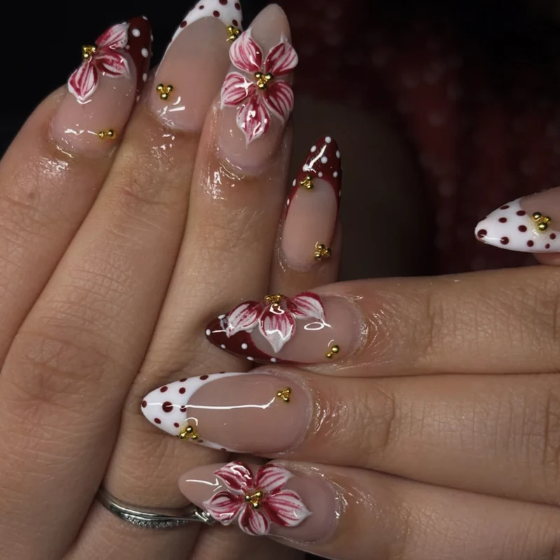 Floral Accent Acrylic Nail Art Extensions Stornfield