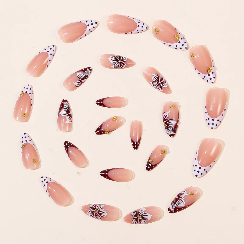 Floral Accent Acrylic Nail Art Extensions Stornfield