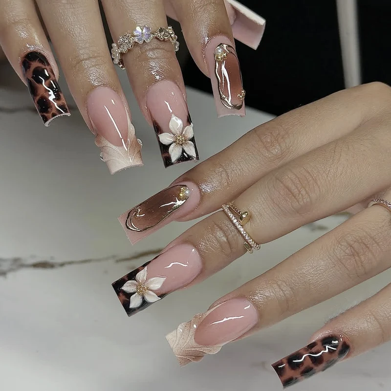Floral Accent Acrylic Nail Art Extensions Stornfield 1789713316