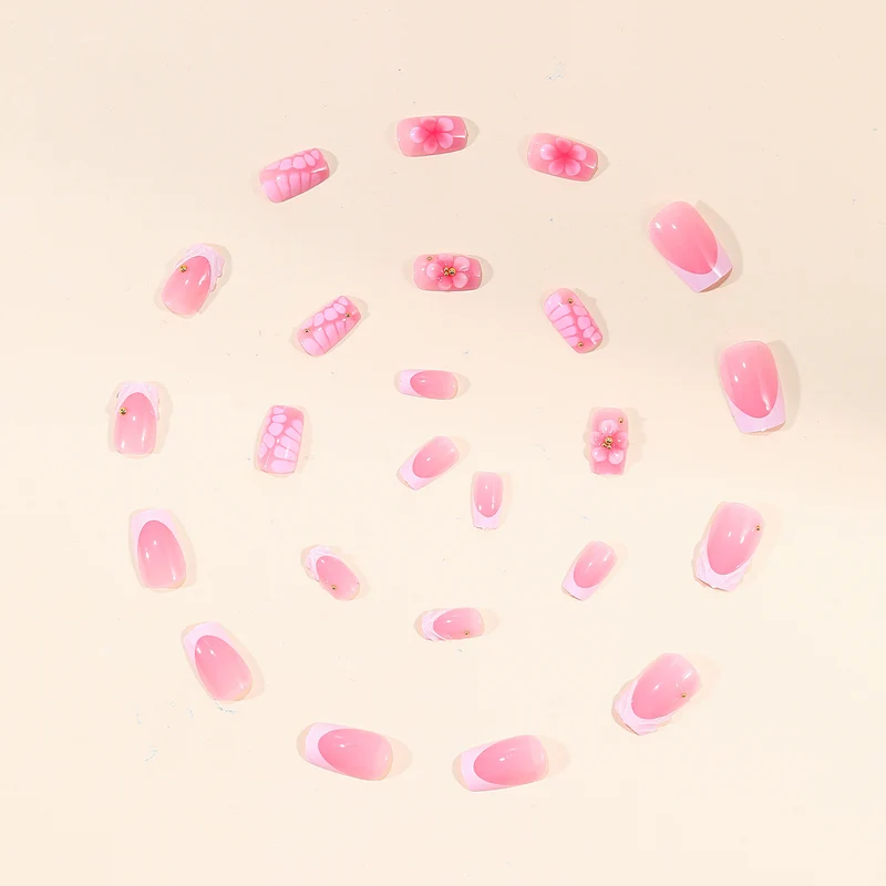 Floral 3D Acrylic Nail Art Extensions Stornfield