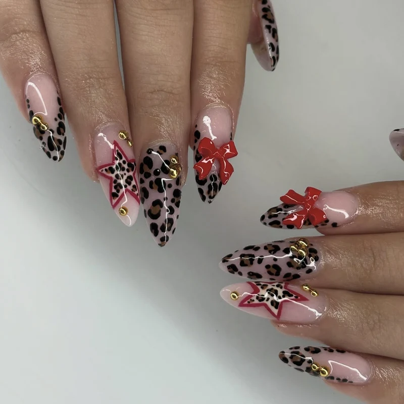 Fierce Leopard Print Stiletto Nail Art Extensions Stornfield