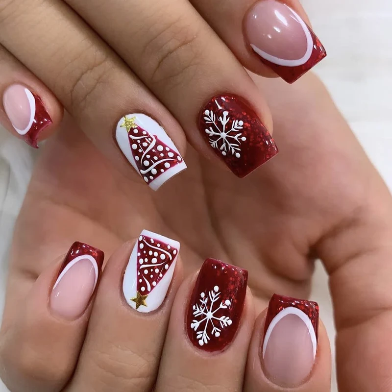 Festive Themed Acrylic Nail Art Extensions Stornfield