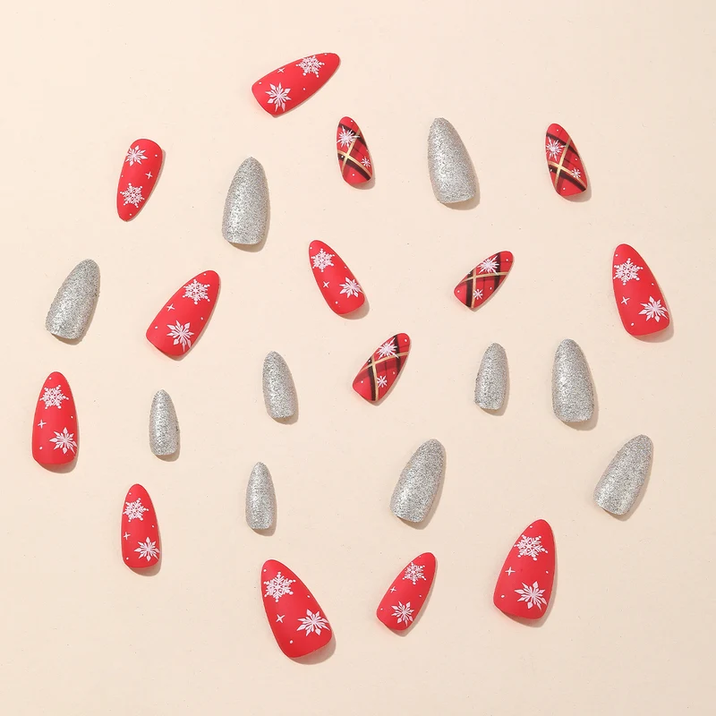 Festive Holiday-Themed Stiletto Nail Art Extensions Stornfield