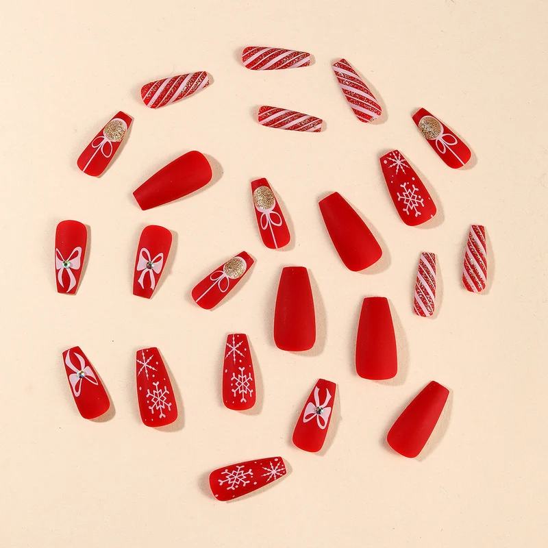 Festive Holiday-Themed Acrylic Nail Art Extensions Stornfield