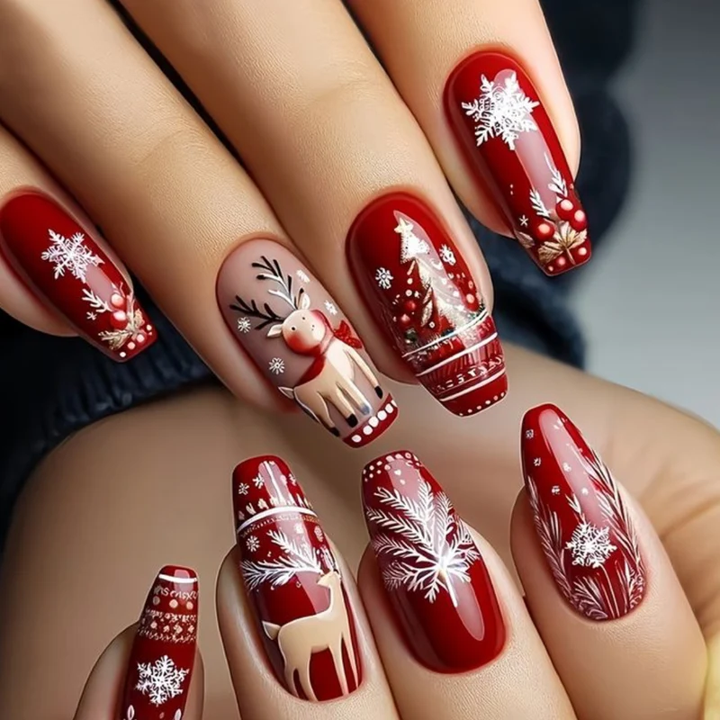 Festive 3D Reindeer Nail Art Extensions Stornfield 1789713556