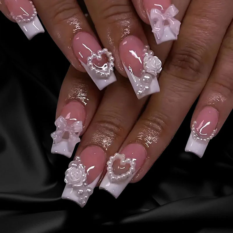 Exquisite 3D Floral and Gem-Embellished Nail Art Extensions Stornfield