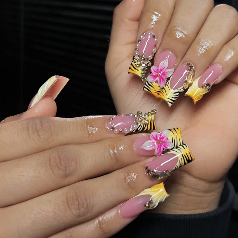 Exotic Floral Nail Art Enhancements Stornfield