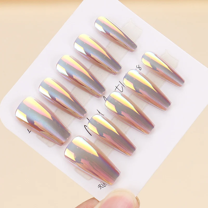 Premium Lange Stiletto Press-On Nägel mit schimmerndem Finish Karnz