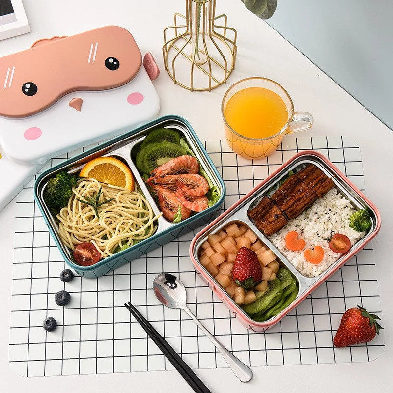 Cartoon-Themed Multi-Compartment Lunch Box