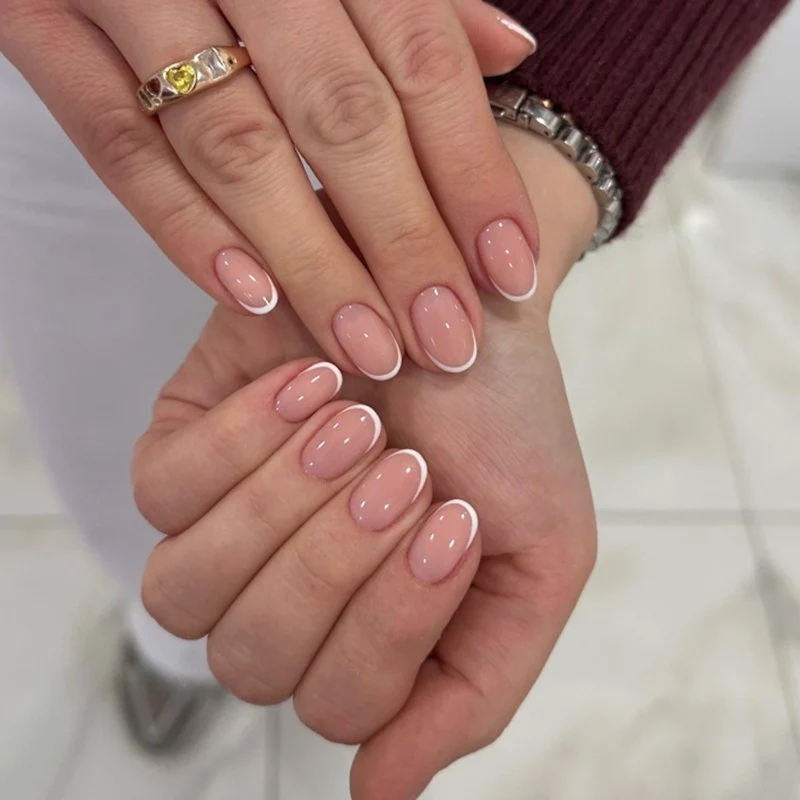 Natürliche French Tip Druck-Nägel Karnz