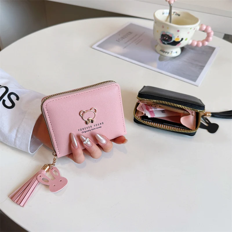 Cute Bear Charm Zipper Wallet