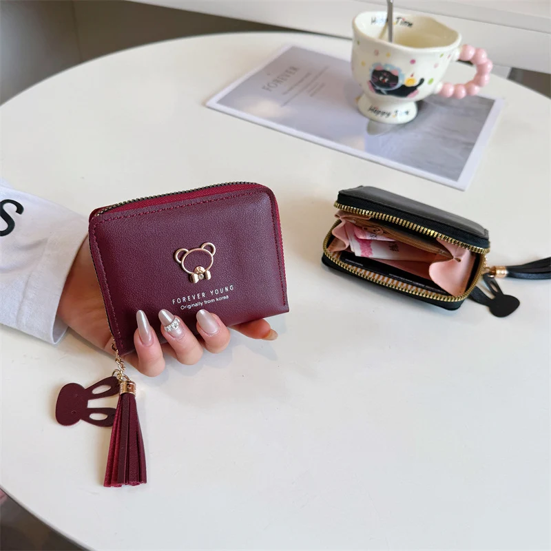 Cute Bear Charm Zipper Wallet