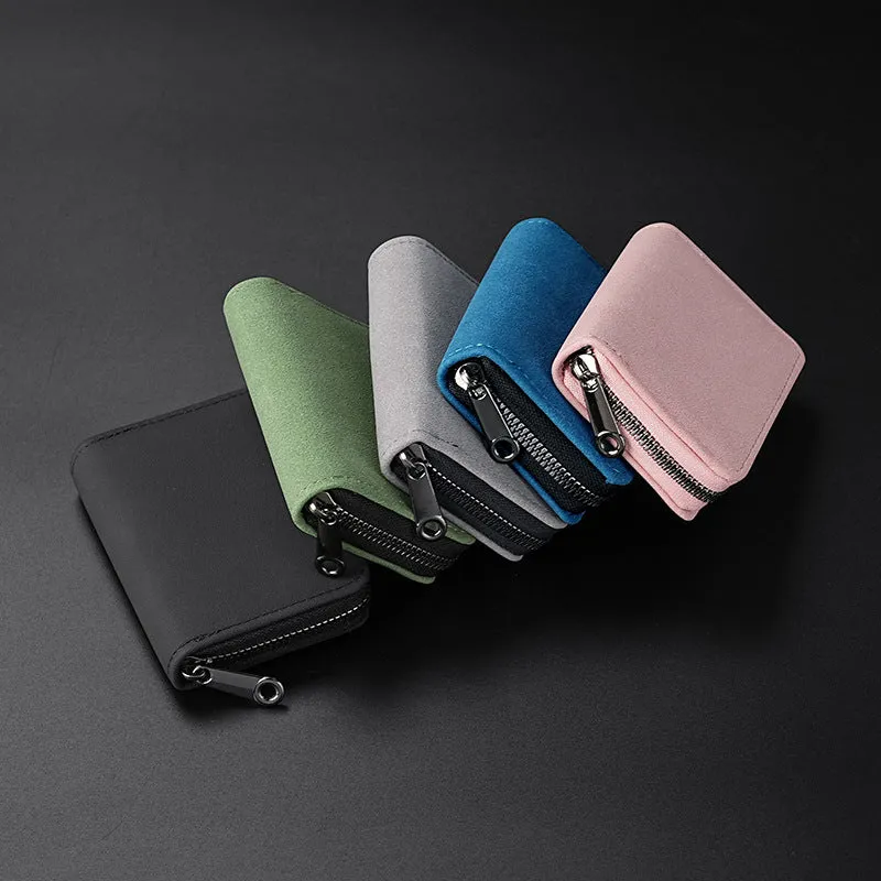 Compact Zippered Leather Wallet