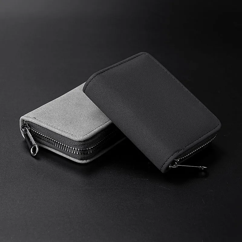 Compact Zippered Leather Wallet
