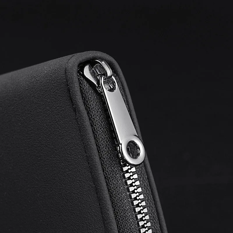 Compact Zippered Leather Wallet