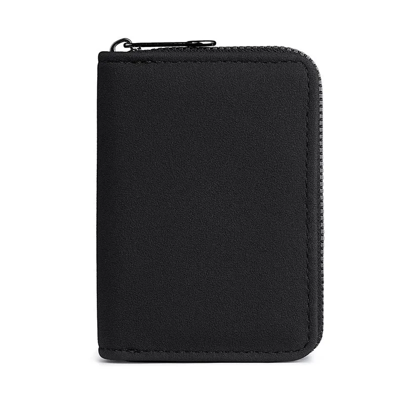 Compact Zippered Leather Wallet