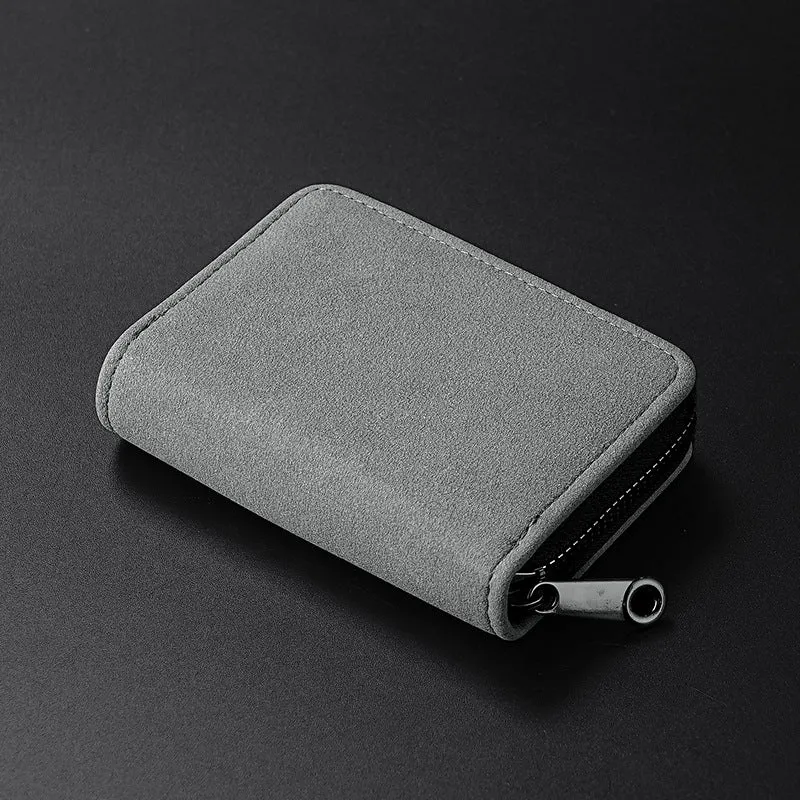 Compact Zippered Leather Wallet