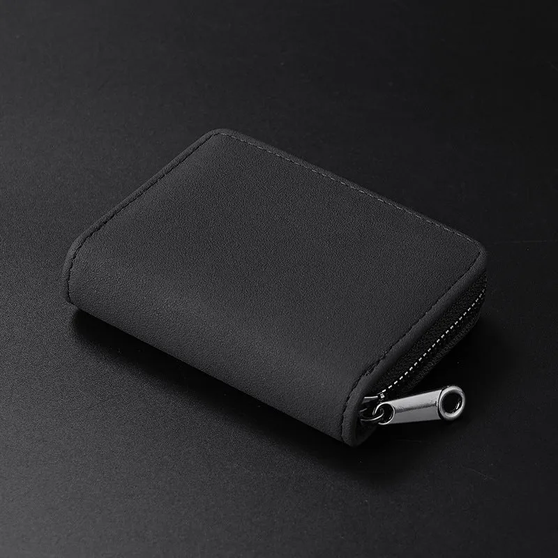 Compact Zippered Leather Wallet