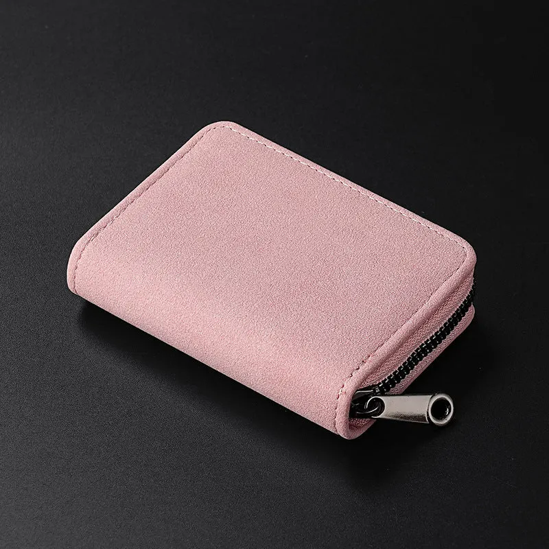 Compact Zippered Leather Wallet