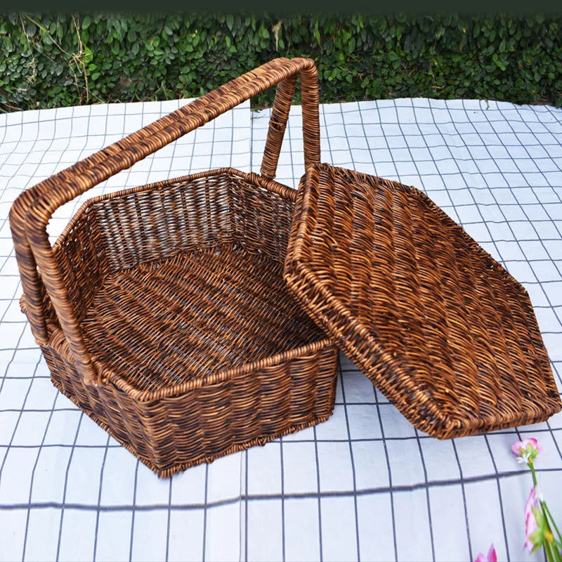 Handcrafted Woven Storage Basket with Lid Stornfield 1789539601