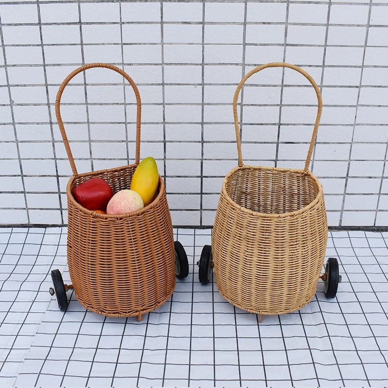 Decorative Woven Rolling Storage Basket Stornfield