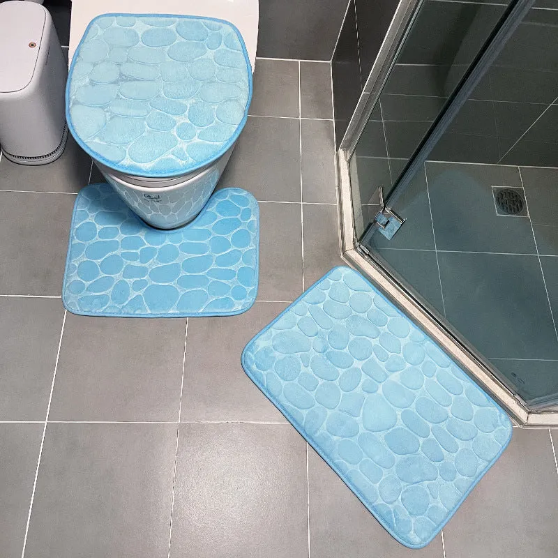Stone Patterned Bathroom Mat Set