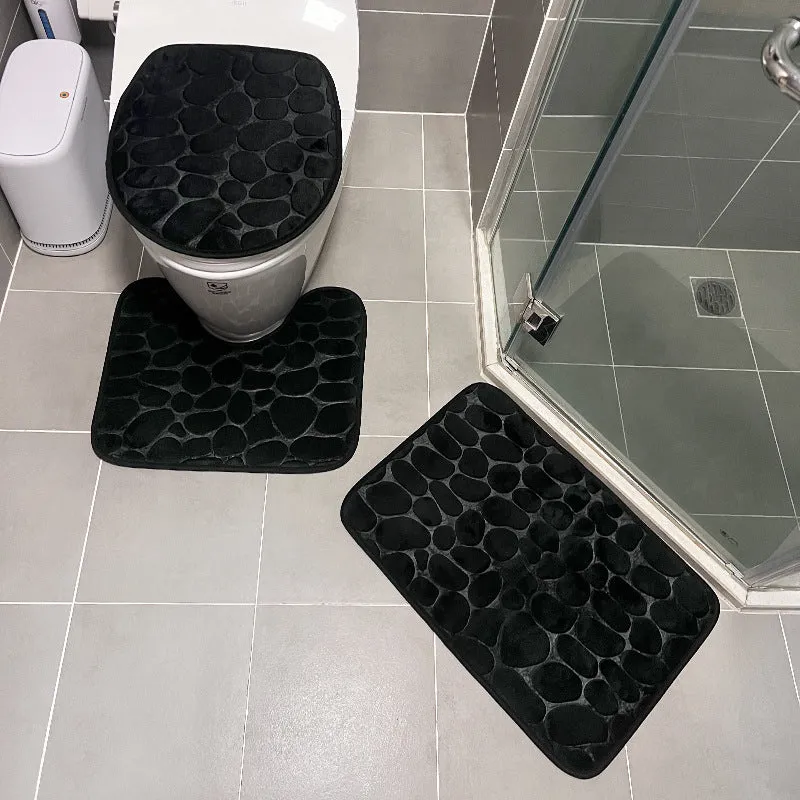 Stone Patterned Bathroom Mat Set