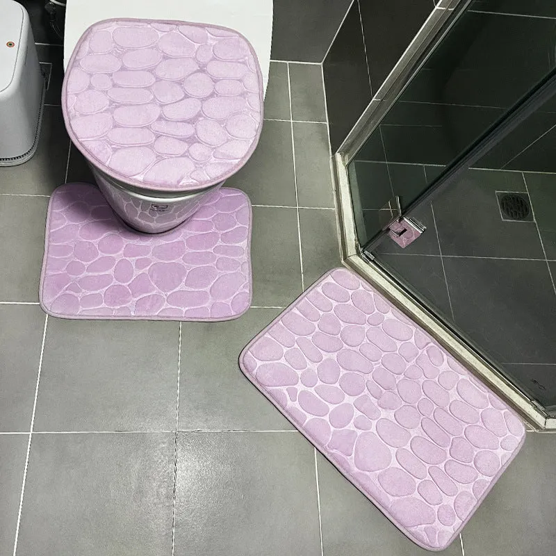 Stone Patterned Bathroom Mat Set