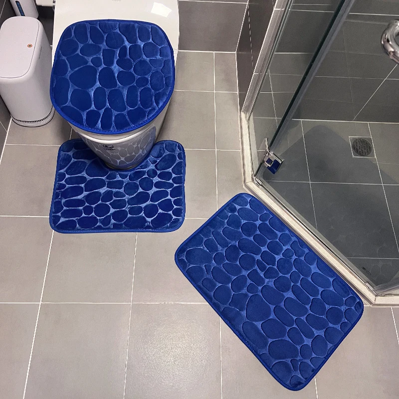 Stone Patterned Bathroom Mat Set