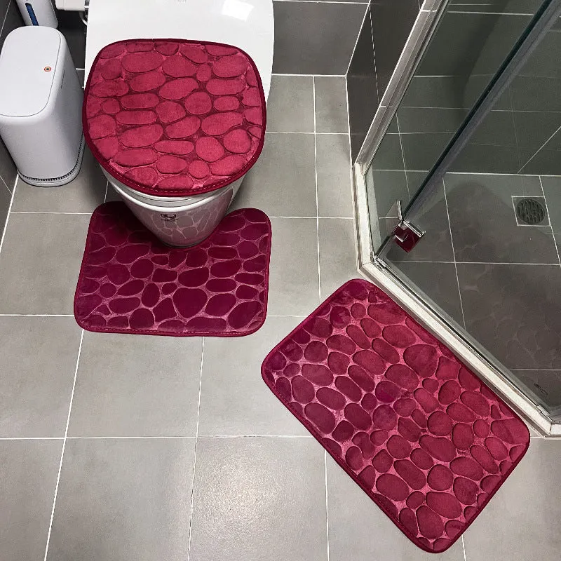 Stone Patterned Bathroom Mat Set