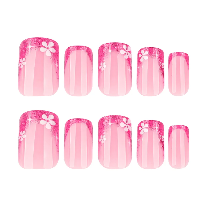 Kunstvolle Nagelkunst mit floralem Akzent und Glitzer Karnz
