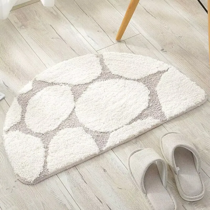 Plush Geometric Half-Circle Bath Mat