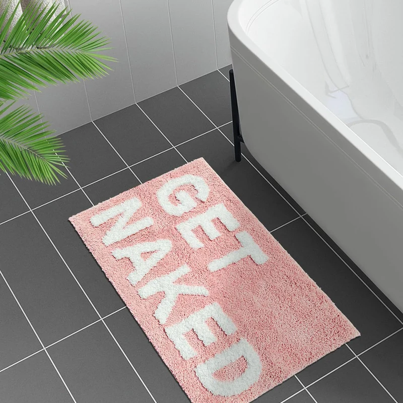 Plush Bath Mat with Motivational Phrase