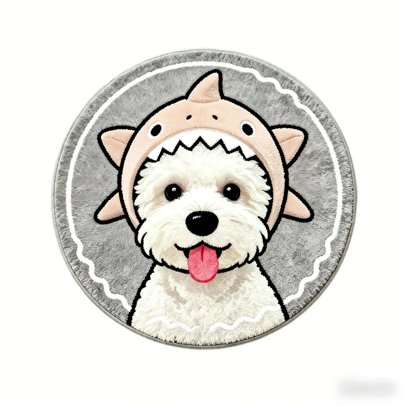 Playful Dog-Themed Round Area Rug