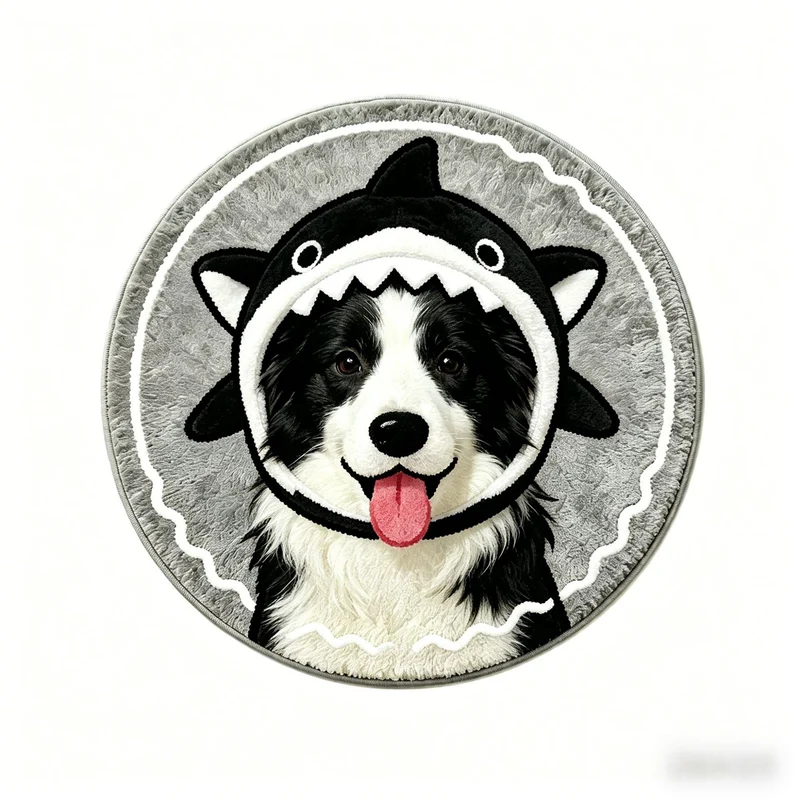Playful Dog-Themed Round Area Rug