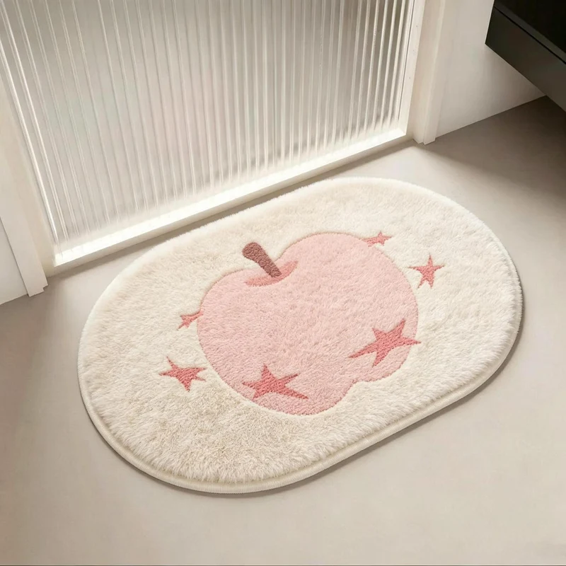 Playful Apple-Themed Plush Area Rug