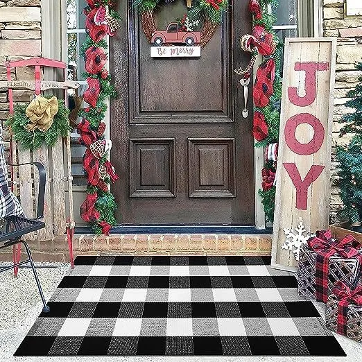 Plaid Outdoor Welcome Mat