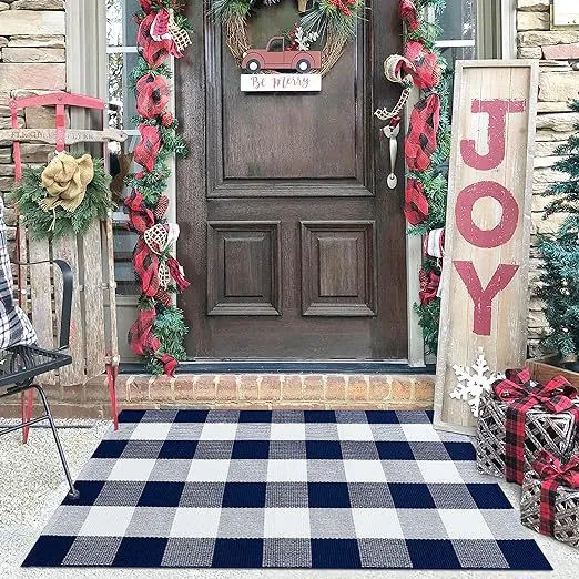 Plaid Outdoor Welcome Mat