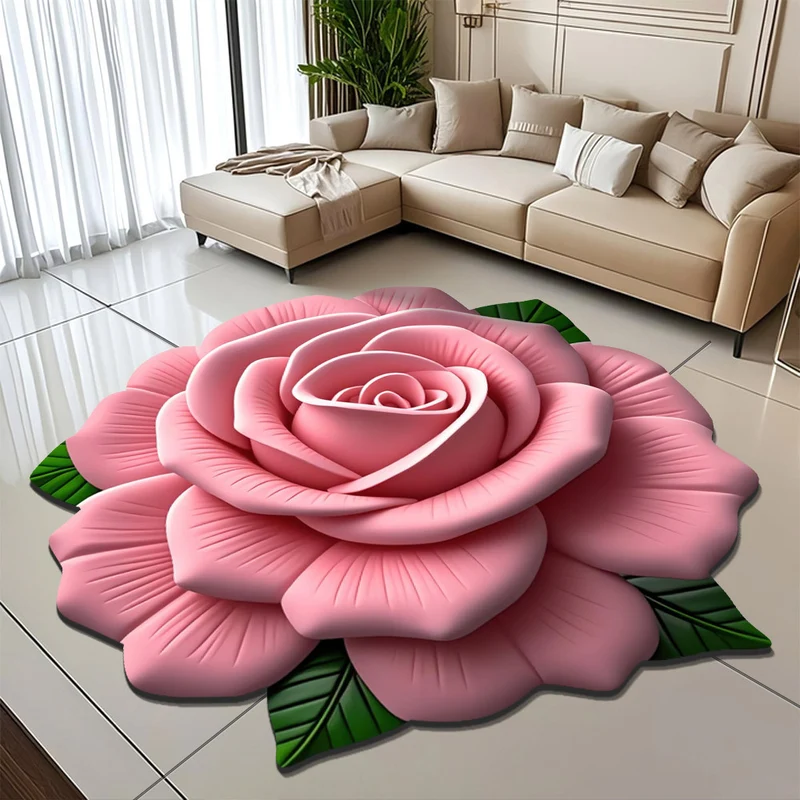 Floral-Themed Plush Area Rug