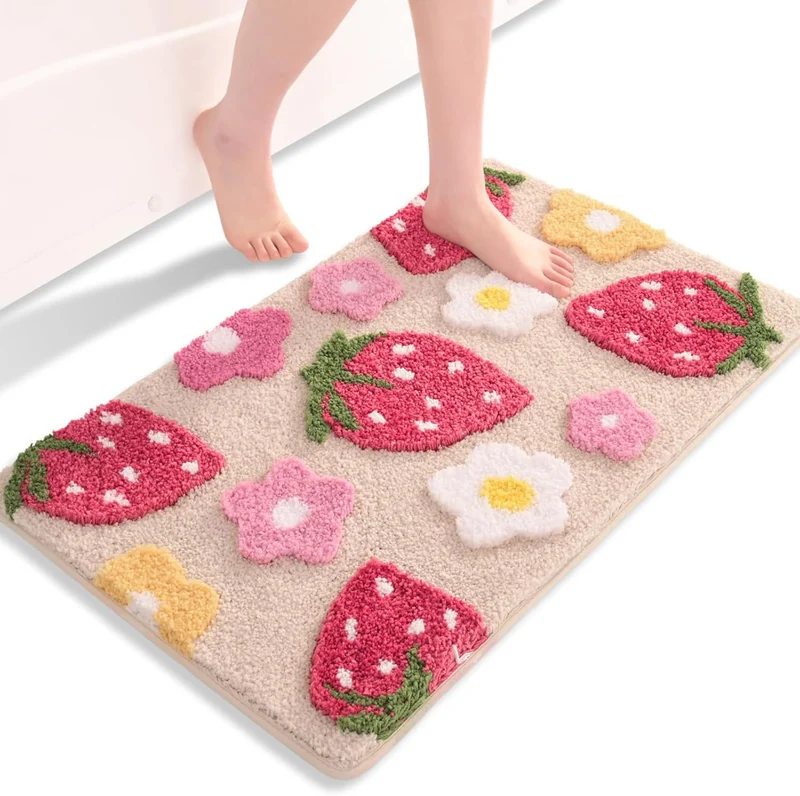 Floral Strawberry Bath Mat
