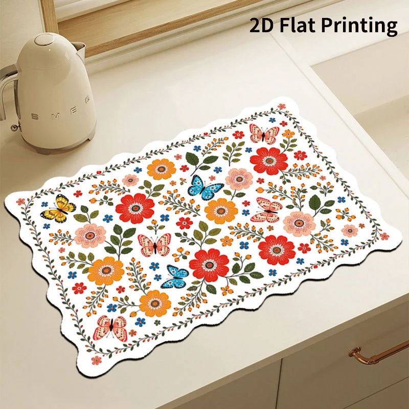 Floral Print Kitchen Mat