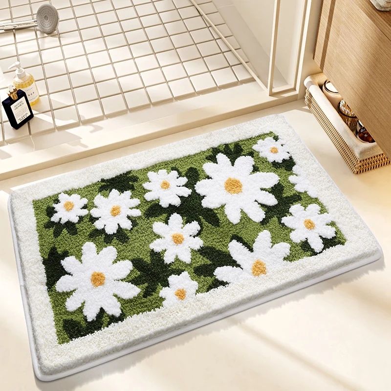 Floral Pattern Bathroom Rug