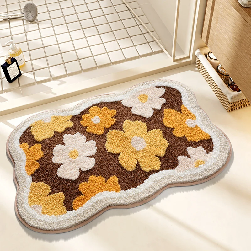 Floral Pattern Bathroom Rug