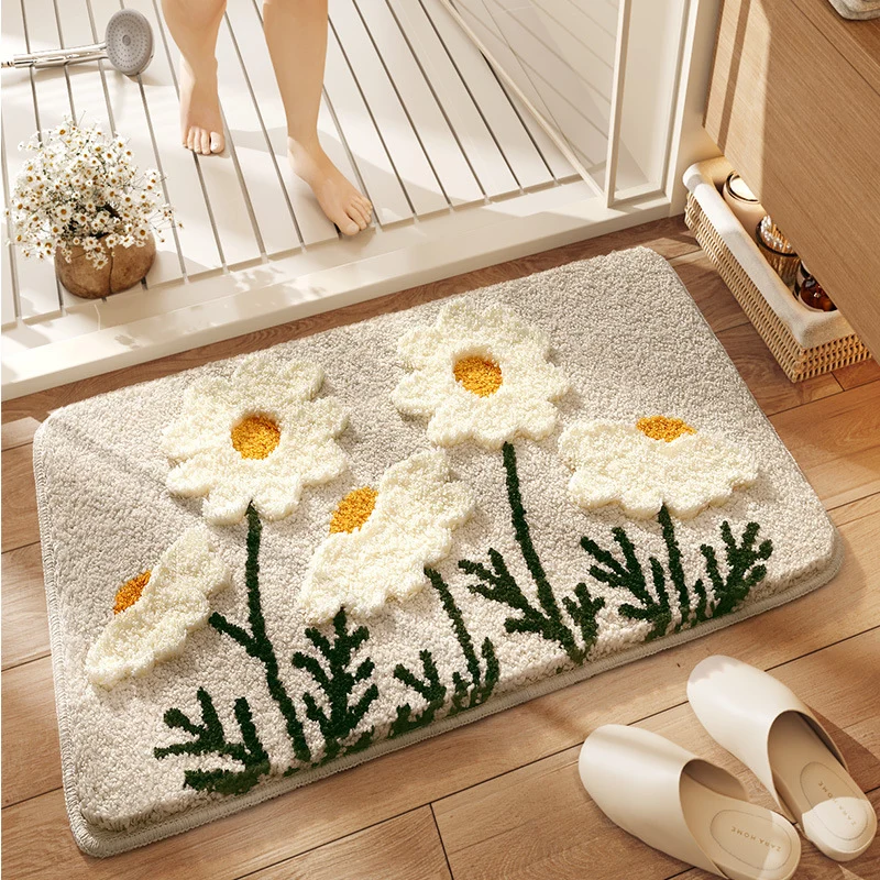 Floral Pattern Bathroom Rug