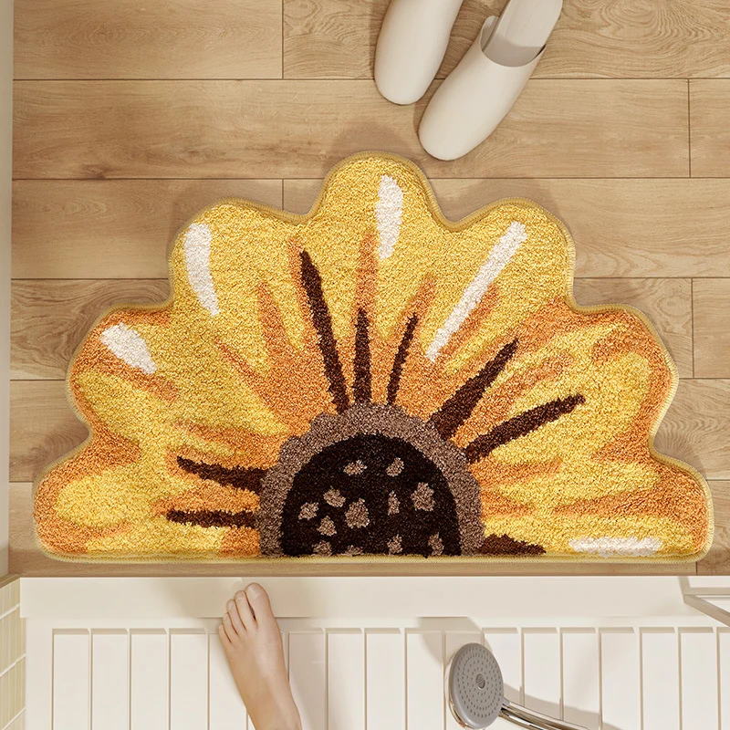 Floral Pattern Bathroom Rug
