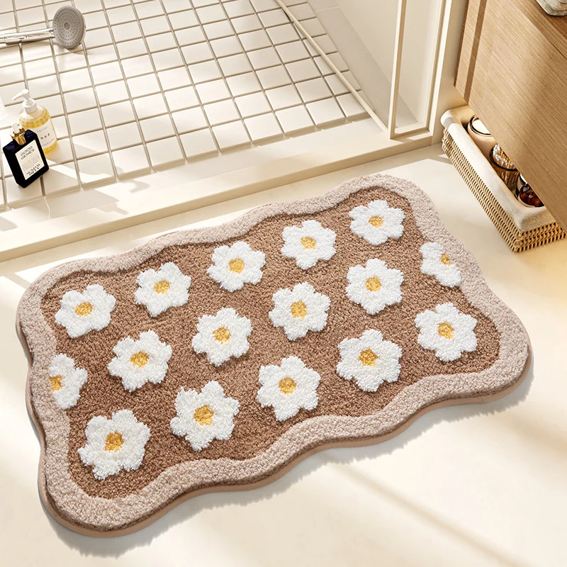 Floral Pattern Bathroom Rug