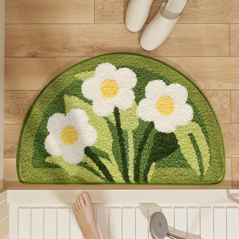 Floral Pattern Bathroom Rug