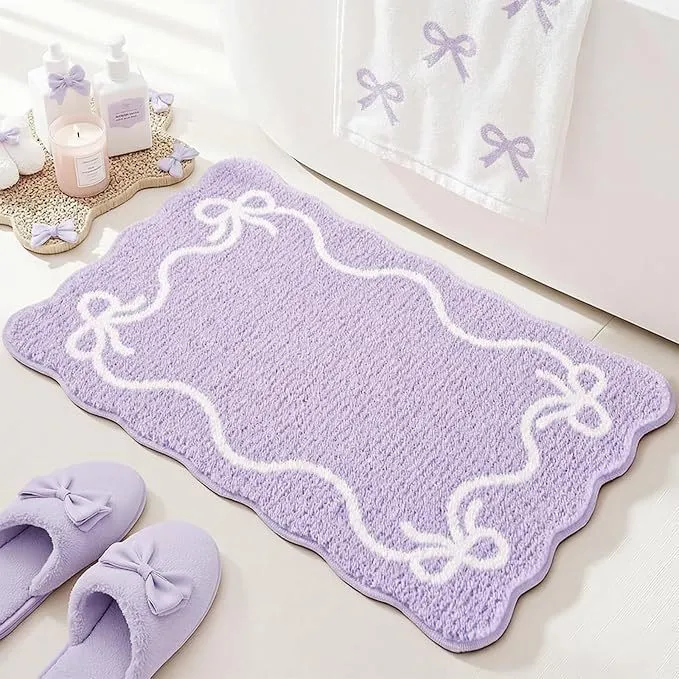 Decorative Bow-Patterned Bathroom Mat