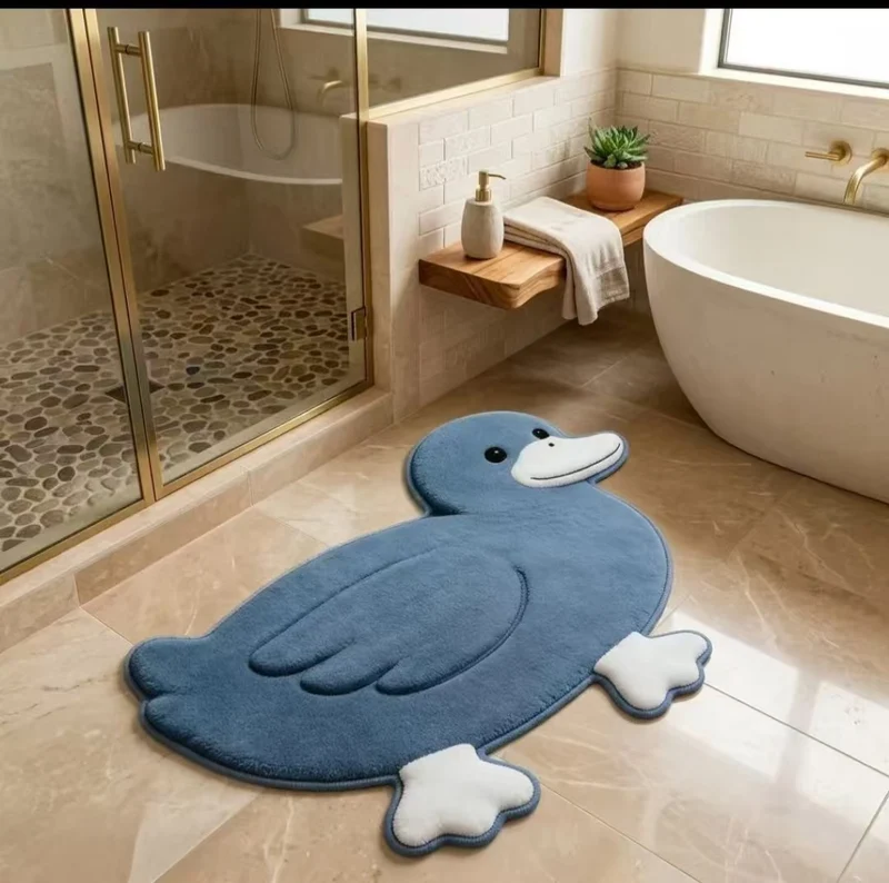 Cute Penguin Plush Bath Mat