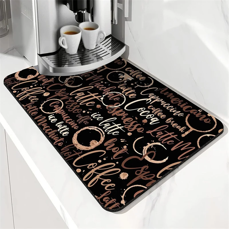 Coffee-Themed Kitchen Floor Mat